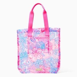Lilly Pulitzer Pink Isle Snappy Turtle Sheer Mesh Tote Beach Bag